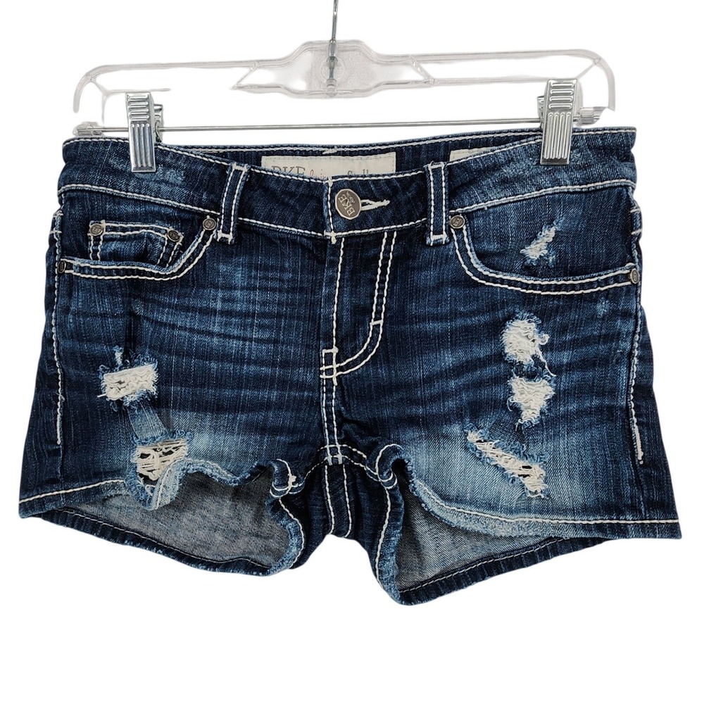 BKE 26 Blue Stella Distressed Denim Shorts Y2K McBling Western Boho Festival
